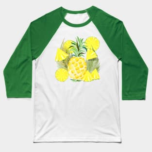 Pineapple Watercolor Fresh Summer Fruits Baseball T-Shirt